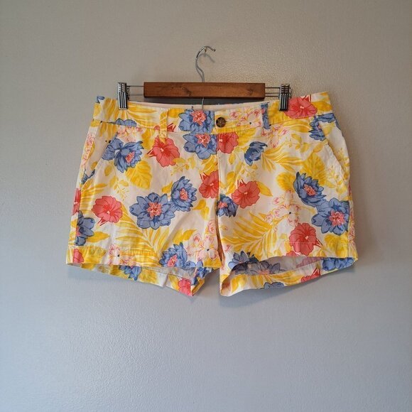 Old Navy Multifloral Women Cotton Casual‎ Shorts Size 10 Summer Outside - Picture 1 of 10